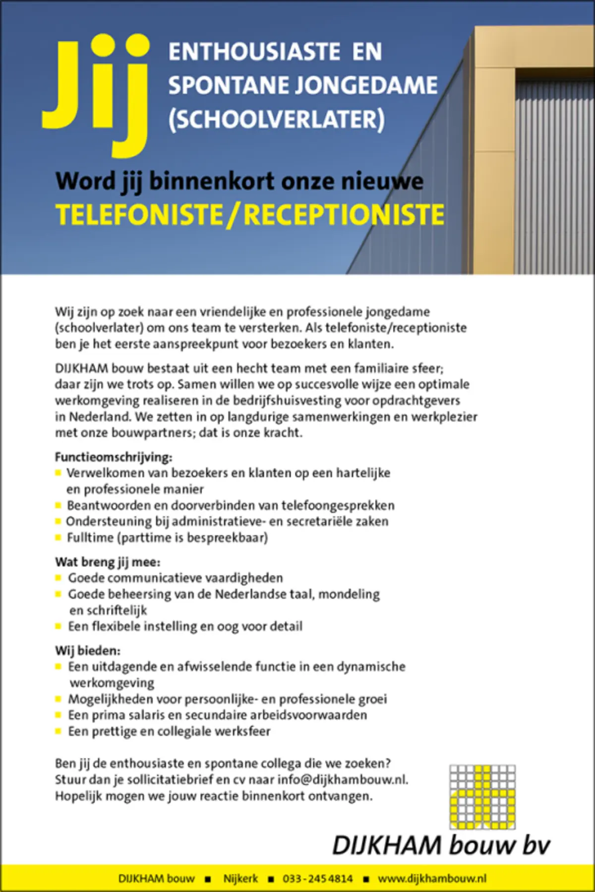 Afbeelding bij word jij onze nieuwe collega?