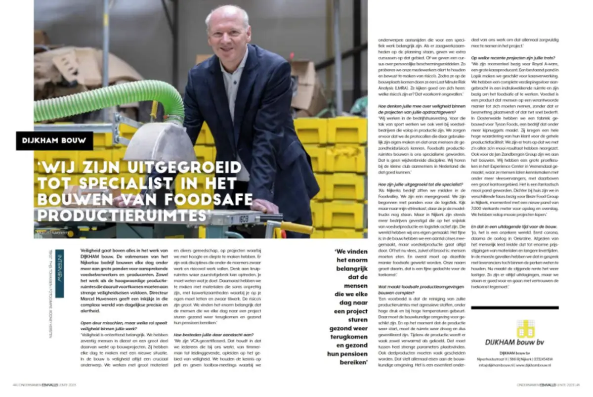 Afbeelding bij dijkham bouw uitgegroeid tot specialist in bouwen foodsafe productieruimtes